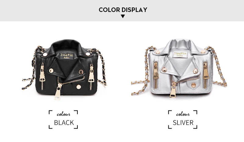 Punk Motobike Silver Women Shoulder Bag Cool Jacket Shaped Mini Crossbody Lapel Clothes For Girls Ladies Travel Bolsa SS3503 (12)