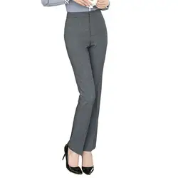 Для женщин офисные брюки для девочек повседневное прямые брюки карандаш Бизнес Леди Серый Черный мотобрюки женская одежда 2019