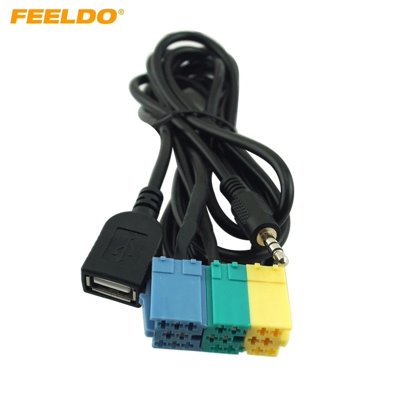 

FEELDO 2 in1 3.5MM + USB Plug Audio Adapter Cable For Kia Aux Cable CD Player to MP3 For Hyundai Kia Sportage #FD-3072