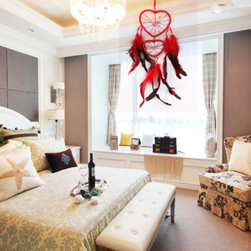Newest Heart Shaped Dream Catcher Dreamcatcher with Feathers Wall Hanging Home Decor