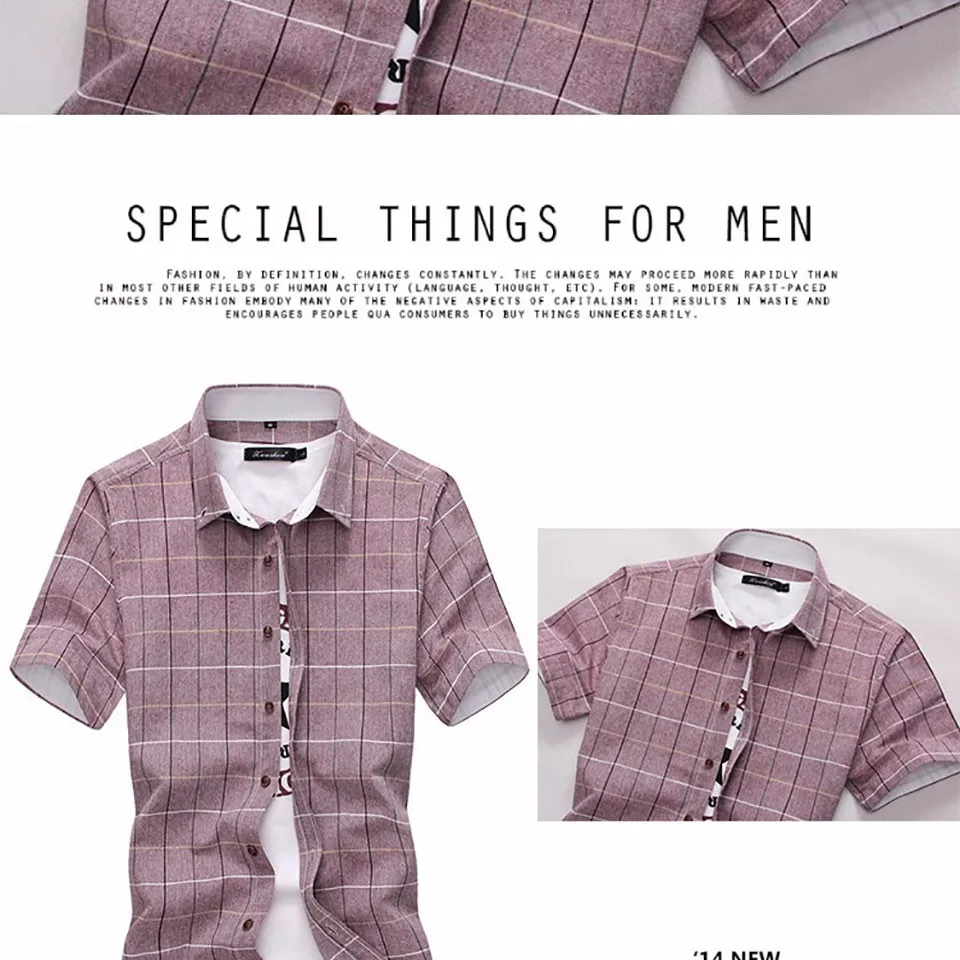 Новое поступление, мужская рубашка в клетку, повседневная, качественная, лето-осень, короткий рукав, Chemise Homme, верхняя одежда, облегающие рубашки, мужские M-5XL