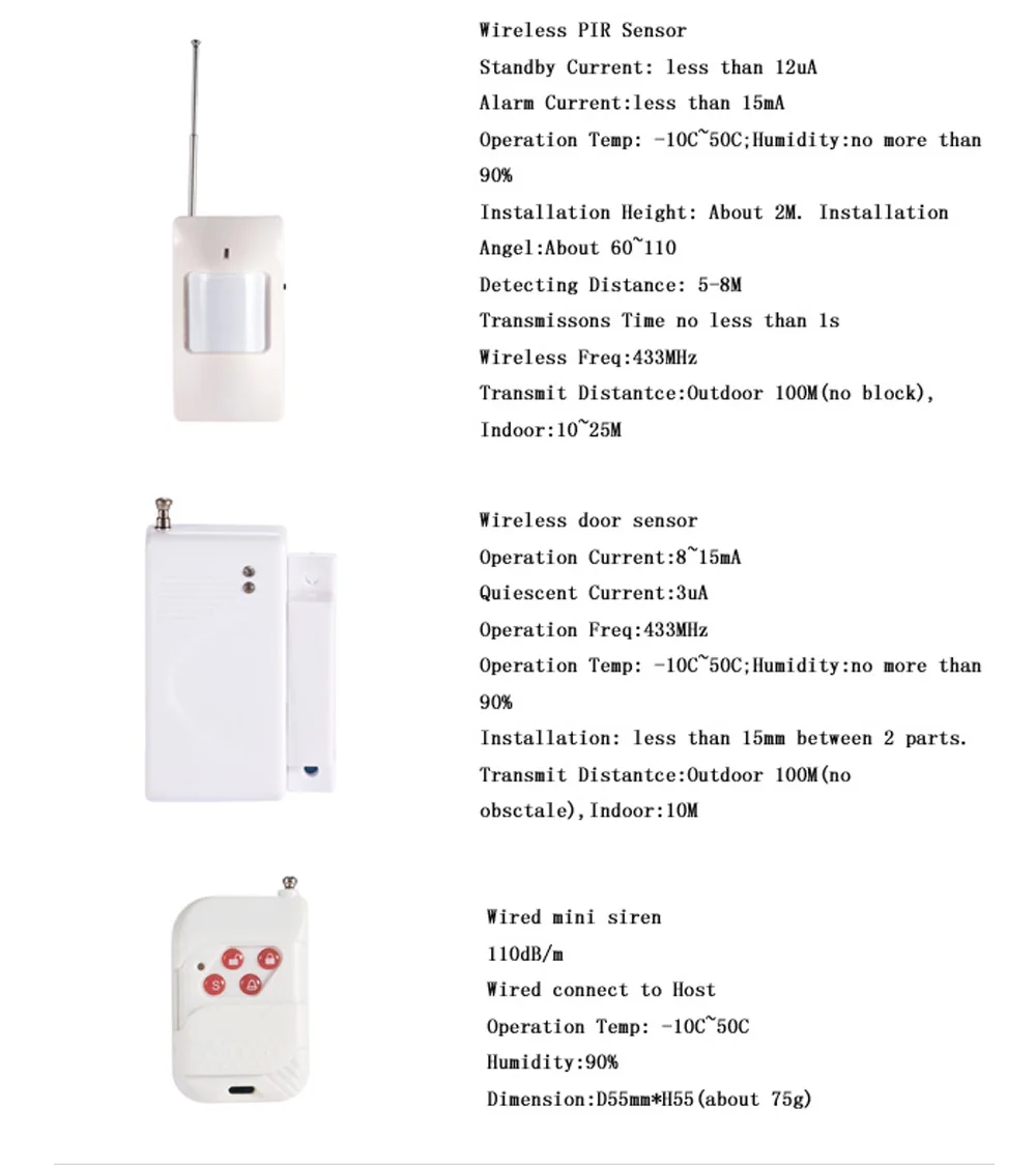 Система безопасности для домашней сигнализации, беспроводная, 433 МГц, PSTN, номер звонка, дистанционное управление, PIR датчик, открытая дверь, датчик сигнализации