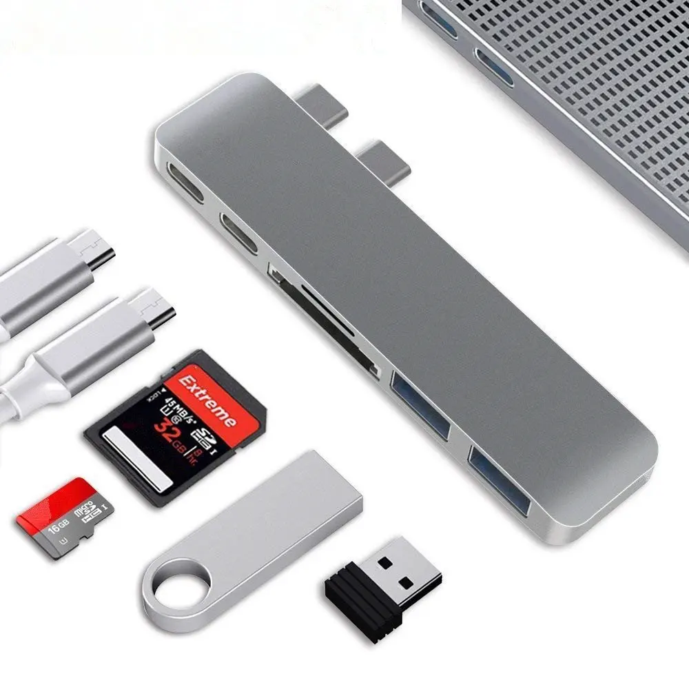 

USB C Hub, Type-C Adapter with Thunderbolt 3, SD Card Reader and USB 3.0 Compatible with MacBook Pro