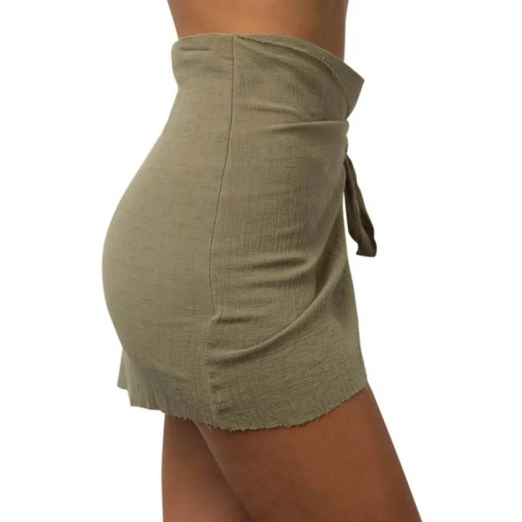 Сексуальный женский модный плиссированный пляжный с завышенной талией Мини-Юбка со шнуровкой бандажная короткая Асимметричная облегающая мини-юбка Однотонная юбка