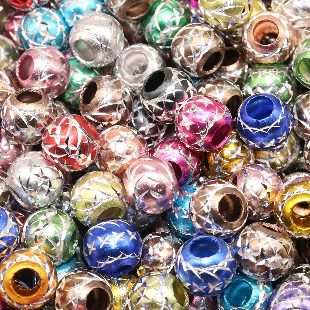 

10/12mm Colorful Alloy Pattern Spacer Beads European Loose Beads big hole bead Fit For charm Bracelets Making 20pcs/lot