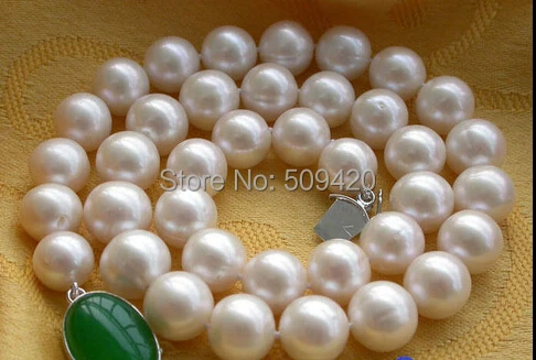 

W&O656 >>AAA++ 17" 12mm ROUND WHITE FRESHWATER PEARL NECKLACE jad