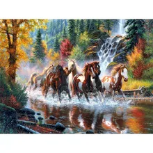 Artisanats nouvelle 3D peinture diamant DIY faux diamants ensemble broderie point de croix résine artisanat rouge cheval River peinture point de croix mosaïque