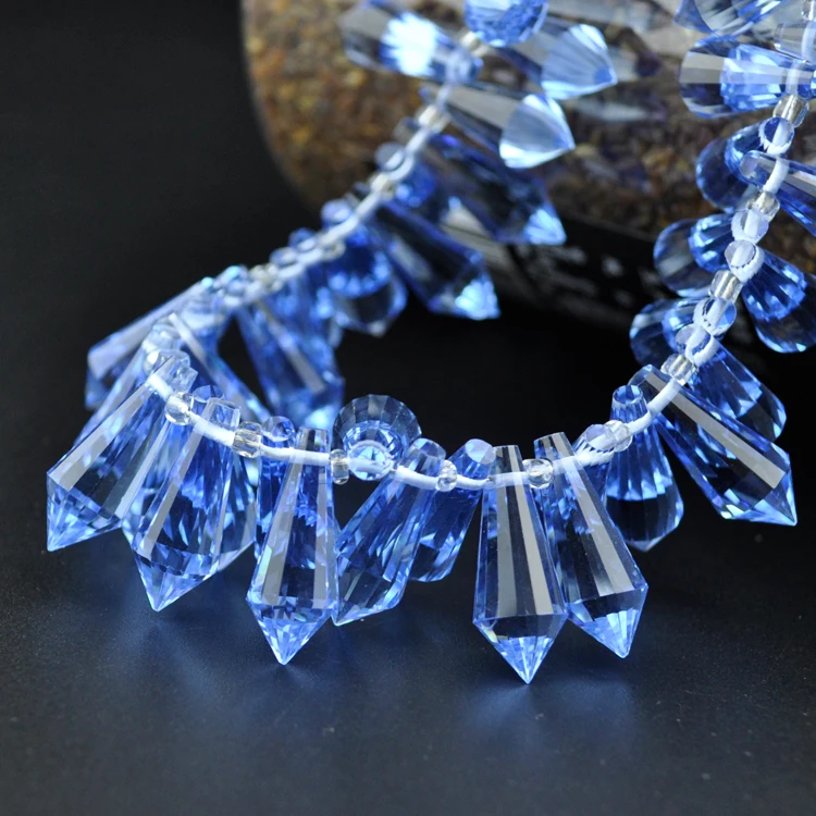 Wholesale 50pcs 8*20mm Light Blue Tear Drop Glass Beads Faceted Crystal