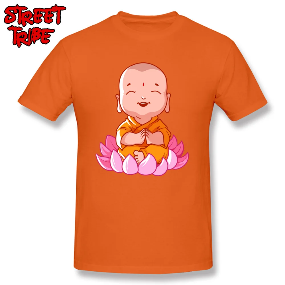 Design cartoon buddhism buddha T Shirt Oversized Summer Autumn Short Sleeve O-Neck Tees 100% Cotton Men Normal Tee Shirt cartoon buddhism buddha orange