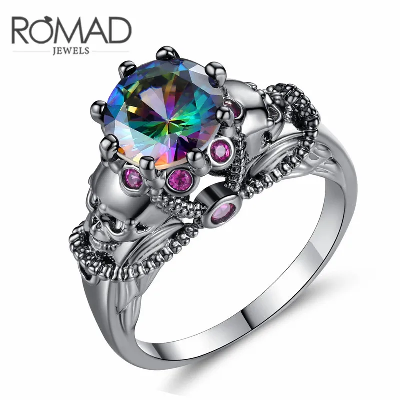 

Romad Skull Promise Zinc Alloy Ring for Women Fashion Jewelry crystal Wedding Engagement Valentine's Day Gift