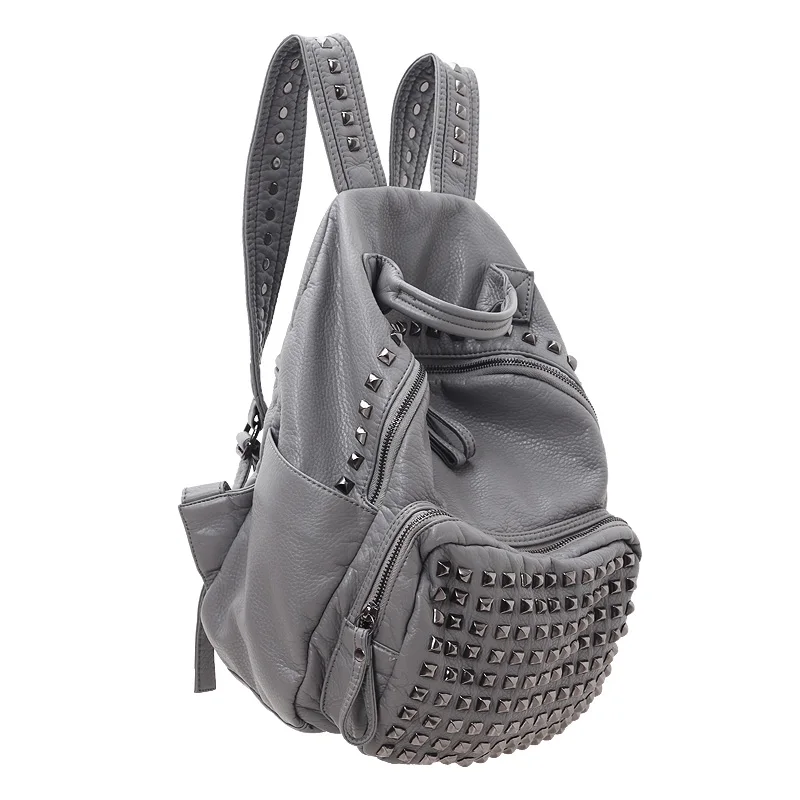 

Caker Brand 2018 Backpack Women Large Big Grey Black Backpack Fashion Beaded School Backpack High Quality PU Leather Backpacks