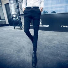 2018 Summer New Slim Cone Gentleman Stripe Feet Nine Business Casual Pants Personality Fashion Classic Influx Urban Hair Stylist