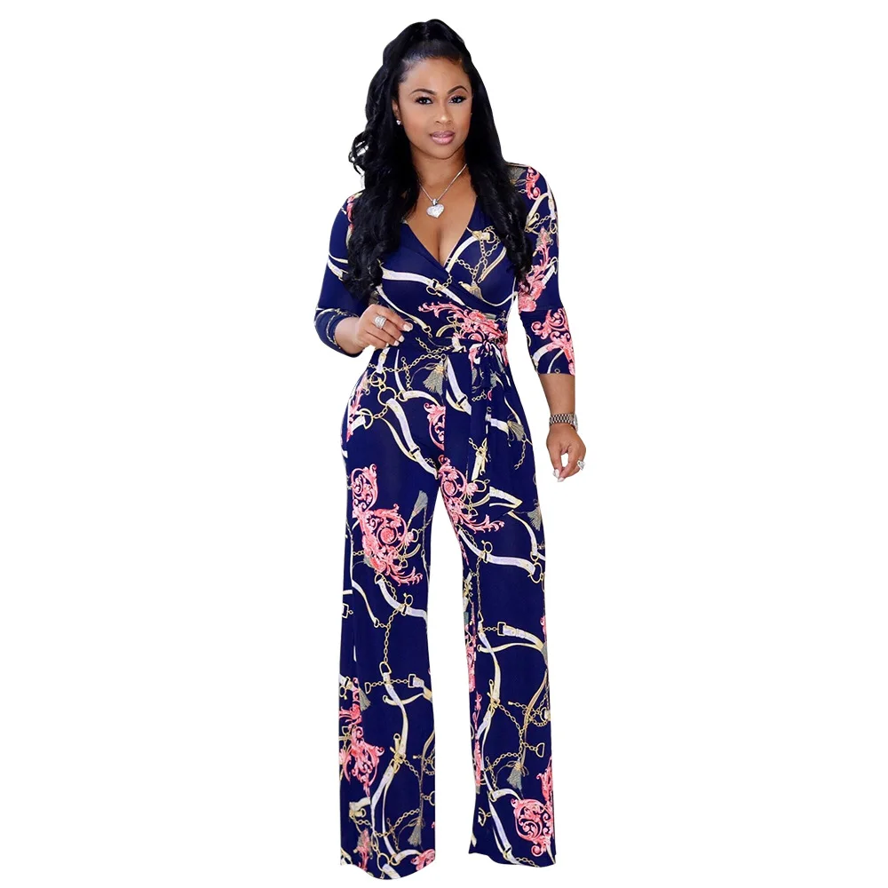 

Print sexy jumpsuit Boho Pink rompers women jumpsuit 2018 Elegant summer jumpsuit