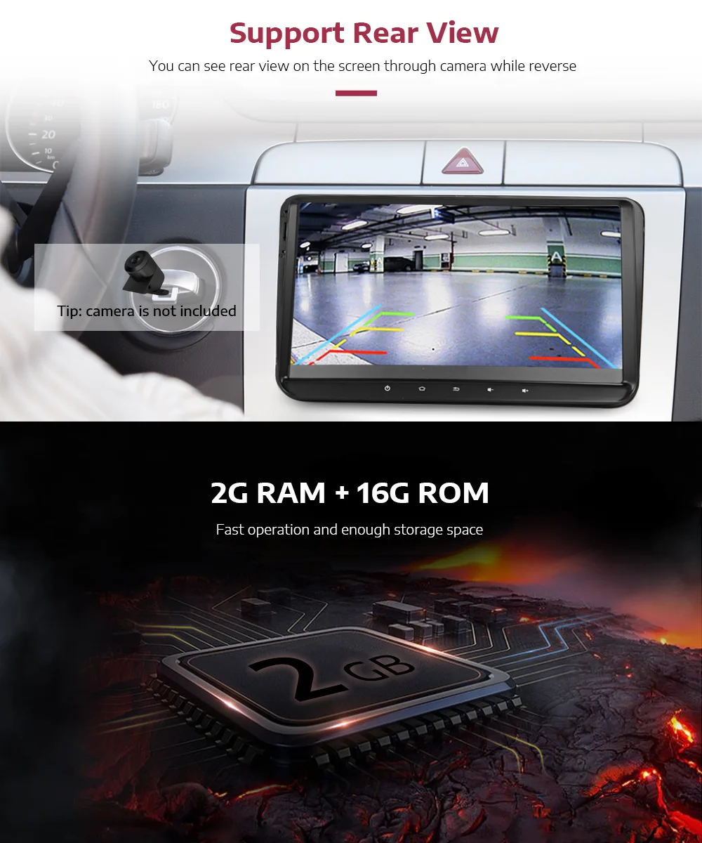 Excellent Android 7.1 9 Inch Quad Core 2 Din Car Radio Stereo GPS Car Multimedia Player For Volkswagen 2+16GB Mirror Link Wifi Bt 1