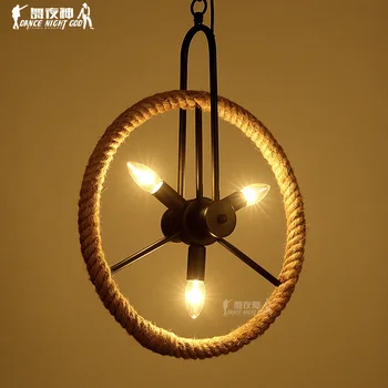 

Modern creative design Resin Monkey Loft Vintage Hemp Rope Pendant Light for Home Lighting Bar Cafe Retro Hanging Pendant lamp