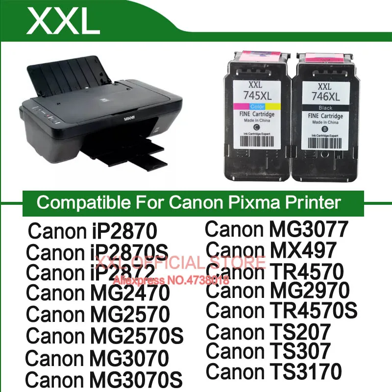 Cartucho de tinta para impresora Canon iP2870 iP2870S, para Canon Pixma  iP2870 iP2870S iP 2870 iP 2870S, PG745|Cartuchos de tinta| - AliExpress