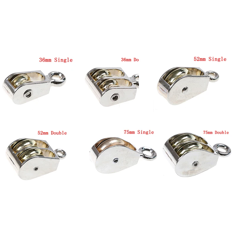 Hot! DIY Metal Sheave Zinc Alloy Fixed Pulley Crown Block And Tackle Lifting Wheel Mini Single/Double Pulley 36/52/75mm