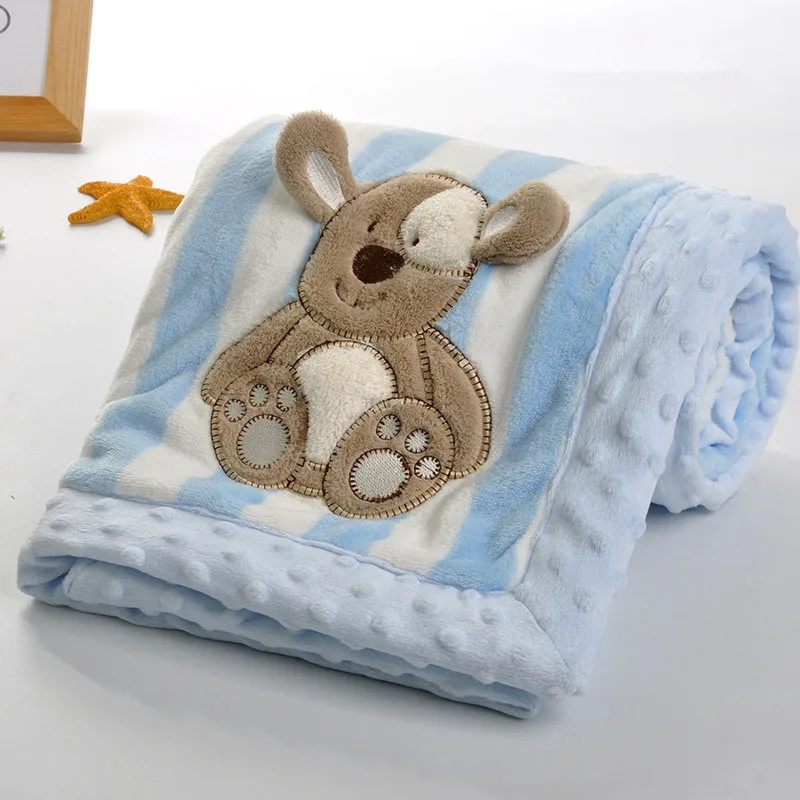 Детское одеяло, пеленка для новорожденных, накидка для новорожденных, милое мультяшное детское белье для коляски, одеяло s, мягкое Фланелевое детское одеяло 100*75 см - Цвет: AKX080802