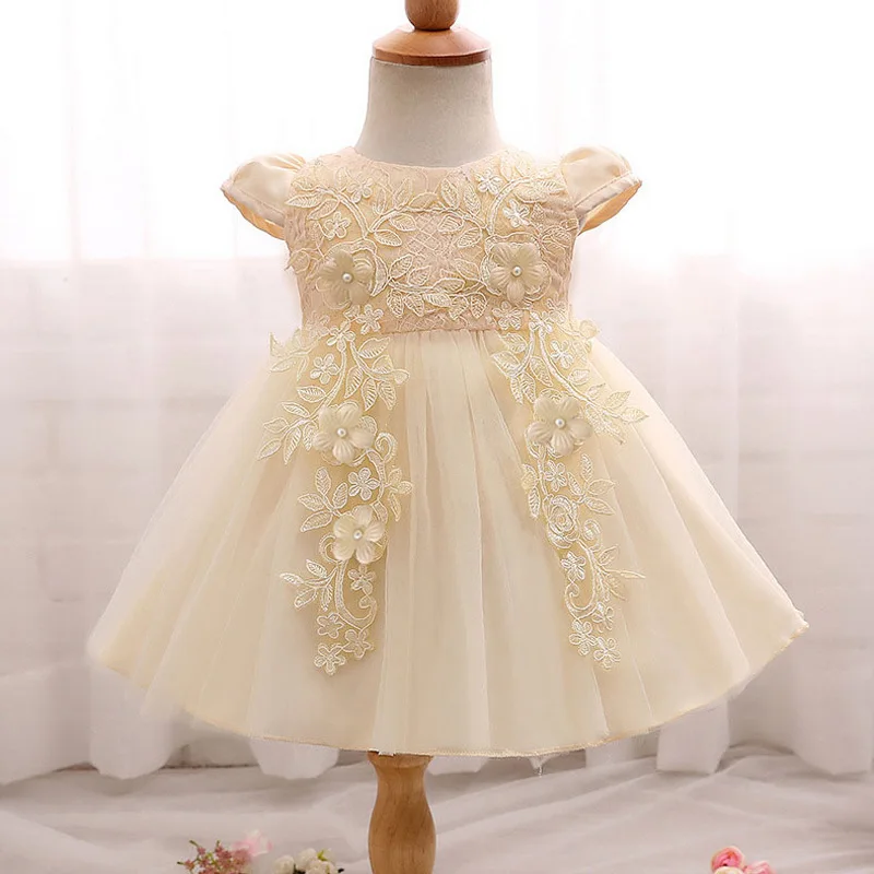 

TriTrustTrade New Pattern Flower Kid Autumn Winter Beaded Child Baby Princess Fluffy DressesFormal Ceremonial Dress
