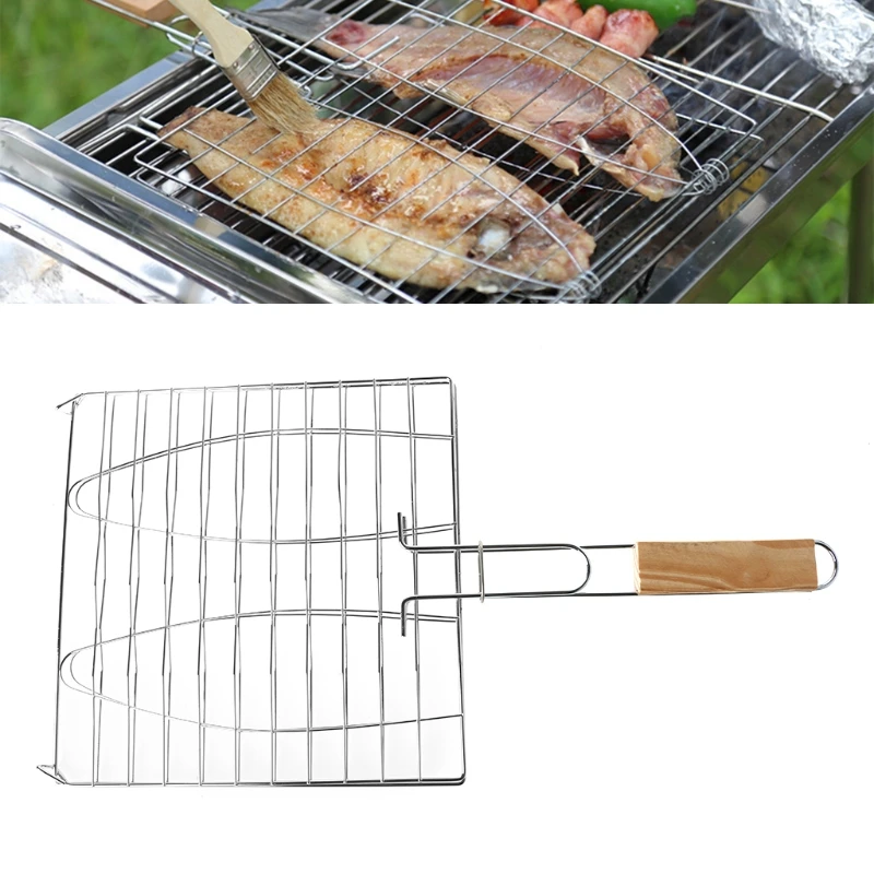 

MEXI Durable BBQ Barbecue Grilling Basket For Fish Vegetable Shrimp Fruit Meat Camping Kitchen Rotisserie Accessories Parts