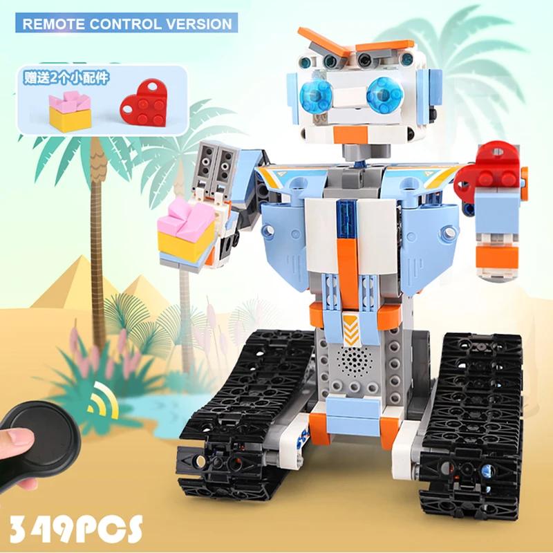 

13004 349Pcs The Robert M4 Set Remote Control Robot Model Building Blocks Bricks Educational Toys DIY Birthday Gift For Children