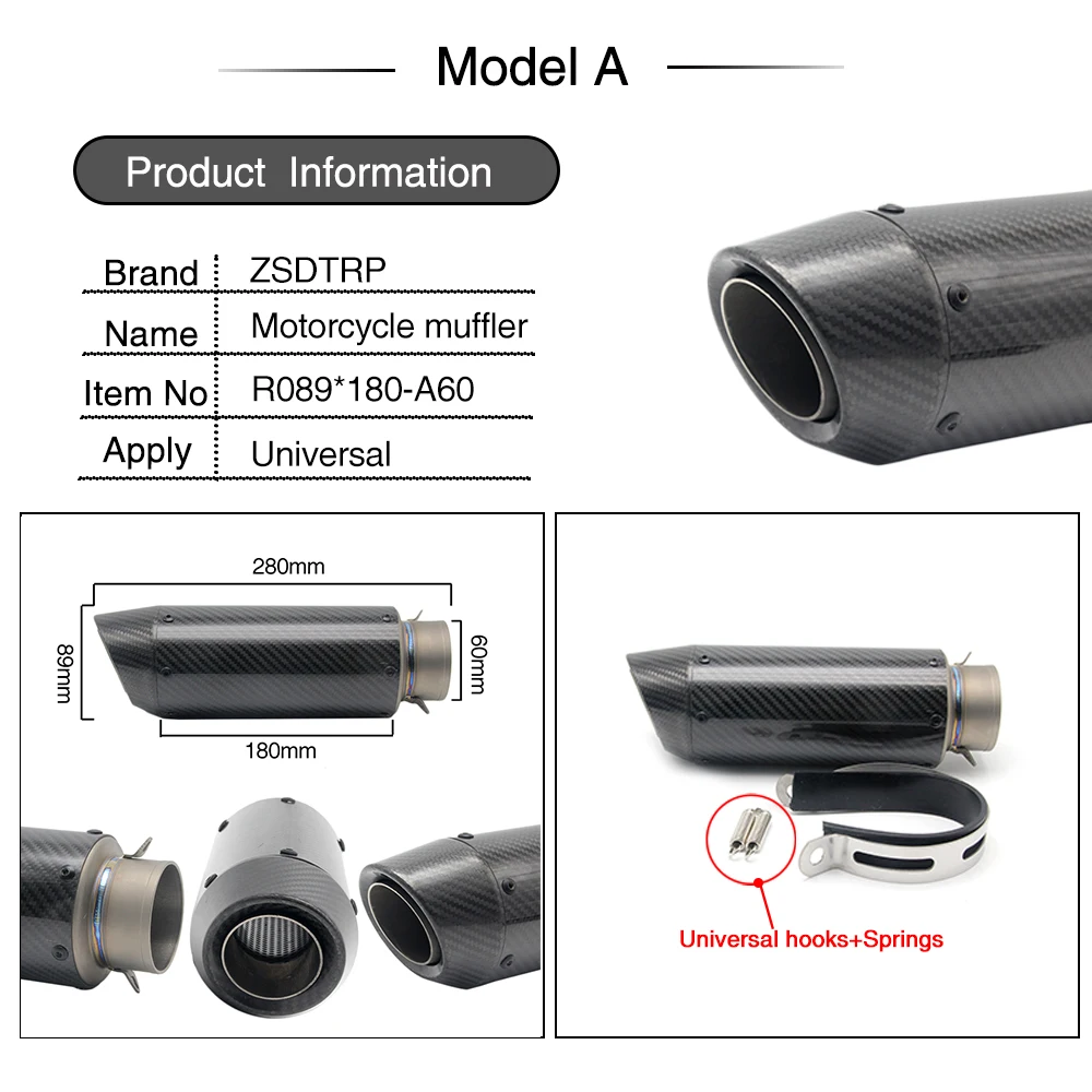 Zombis de la motocicleta de carreras silenciador de Escape SC GP escapar silenciadores de Escape de fibra de carbono de tubo de Escape 51mm 61mm para Z750 r1 R6 S1000RR