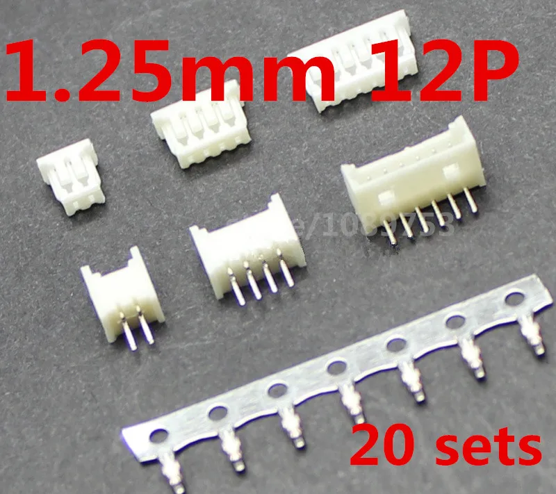 

Micro JST 1.25mm T-1 12Pin Straight Connector Plug Female ,Male x 20 Sets