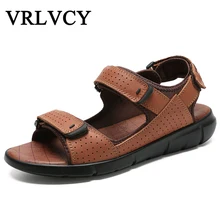 Модные мужские пляжные сандалии, высококачественные летние мужские сандалии из кожи