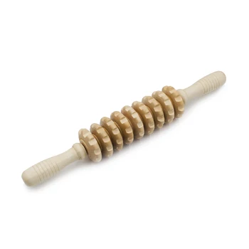 

Manual Muscle Massage Wooden Roller Stick 9 Wheels Tool Body Relax Stress Gym Sport Yoga Relaxation Slimming Beauty Thin Lift