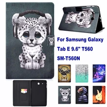 Модные узор СТЕНД слот для карт памяти чехол для samsung Galaxy Tab E 9," T560 SM-T560N чехол кошка собака кролик слон пара чехлов Капа