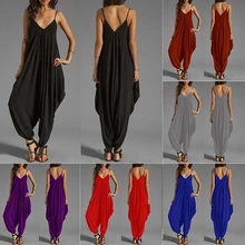 Женский сексуальный спагетти ремень v-образным вырезом без рукавов комбинезон длинный Детский комбинезон