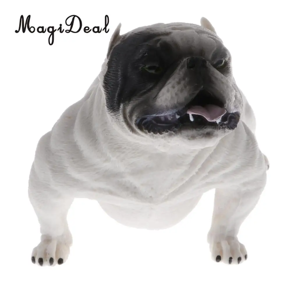 MagiDeal Lifelike American Door Guard Bully Dog Pitbull Plastic Animal Model Figurine Miniature Ornament Kids Toy Home Decor 