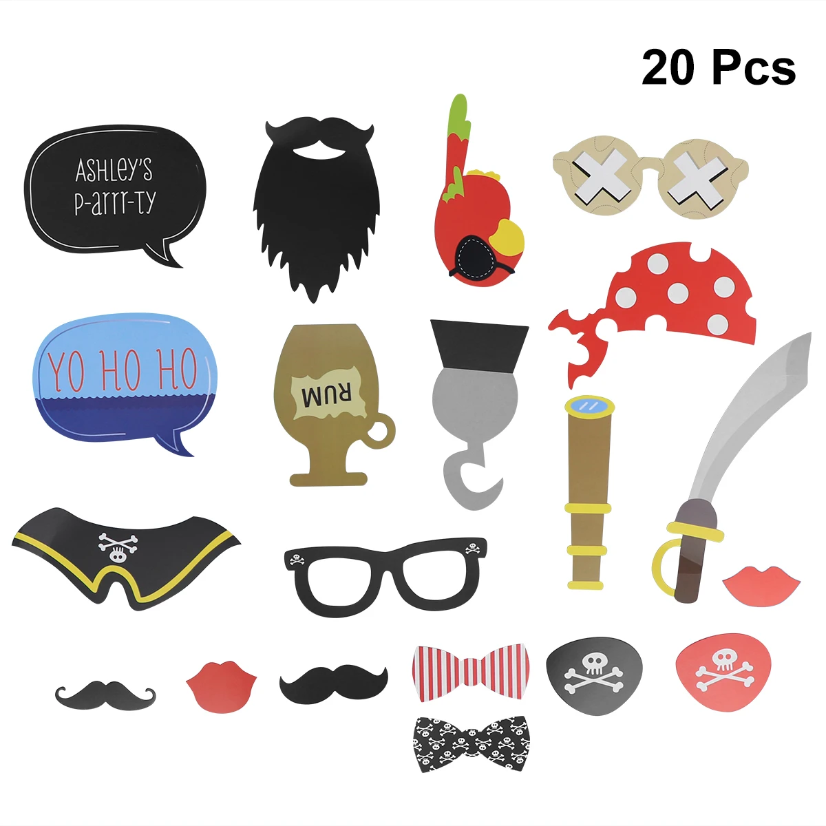 20pcs Pirate Theme Party Decorations Photobooth Props Set Creative Funny Decor Photo Booth Selfie For Festival Club |