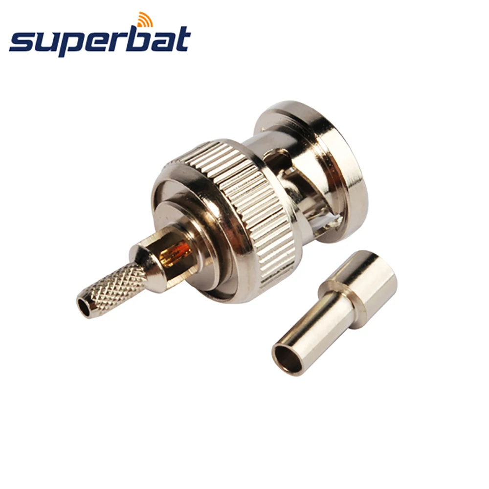 Superbat 75 ом BNC штекер прямой RF обжимной насадка для RG174 RG316 LMR100 RG179 никелированный