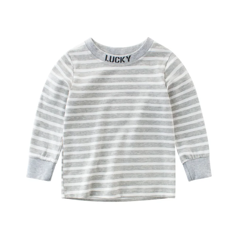 Kids Striped Pullover T-shirt Spring Autumn Boys Cotton Clothes Baby Casual Tops Tees Children T Shirt Letter Print Outerwear - Цвет: 4