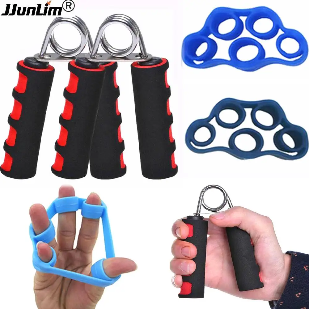 1Pair Foam Hand Grip Strengthener + 2 Finger Strength Trainer Hand