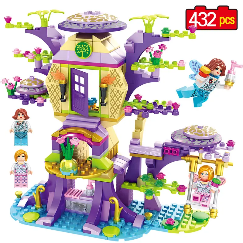 

Girl Tree tower Series blocks Compatible legoINGLY Mini Action figures Dream House Tree House Building Blocks Toys for Children