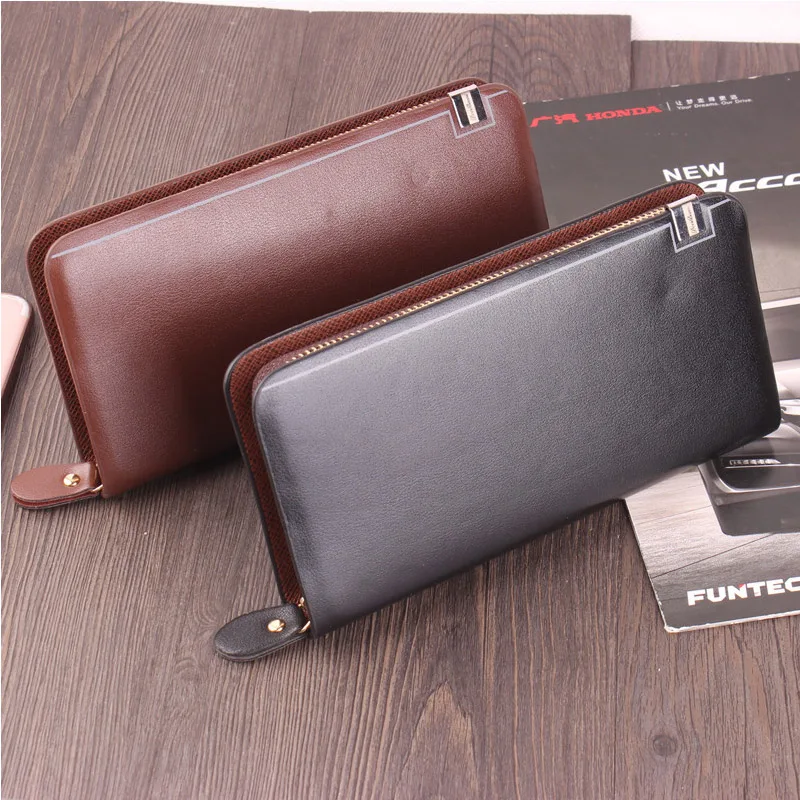 PU Leather Men Wallets Long Large Capacity Zipper Male Wallet Pouch for