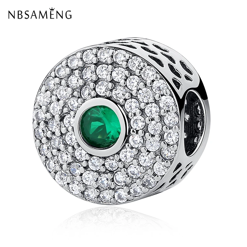 

Authentic Original 925 Sterling Silver Bead Charm Radiant Splendor Green Crystal Fit Pandora Bracelets Women DIY Jewelry