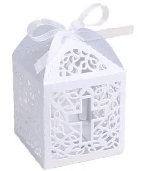 

200Pack Mixed White Laser Cut Cross Candy Gift Box Christening Baby Shower Bomboniere with Ribbons Party Favors