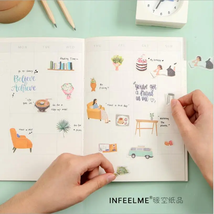 

40 Pcs/pack Daily life/ plant Written words and Stationery diary scrapbooking sticker children label