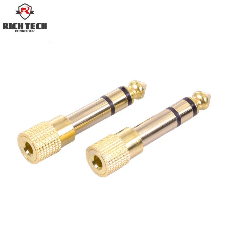 2pcs Jack 6.35mm 1/4 Male To 3.5mm 1/8 Female Audio Converter 6.35 male to 3.5 female stereo terminal plug headphone adapter 1pcs 6 35mm plug 6 5mm 1 4male plug to 3 5mm 1 8female jack stereo headphone audio adapter trs 6 35 to 3 5 converter