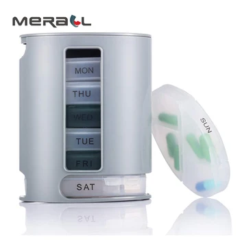 

Weekly Pillbox Tablet For 7 Days Plastic Storage Container Divider Dispenser Holder Medicines Mini Drugs Gray Health Care Device