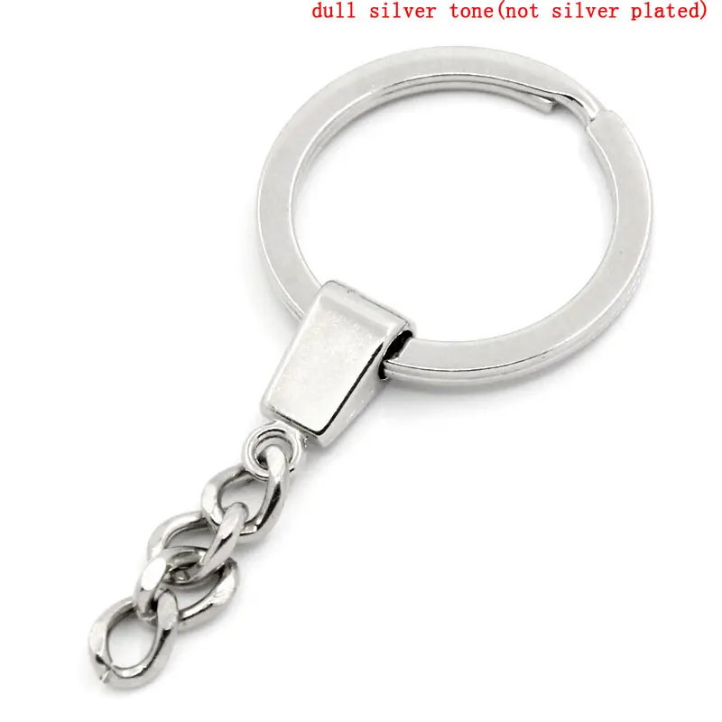 

Alloy Key Chains Key Rings Round Silver Tone 6.4cm(2 4/8") x 3cm(1 1/8"), 2 PCs new