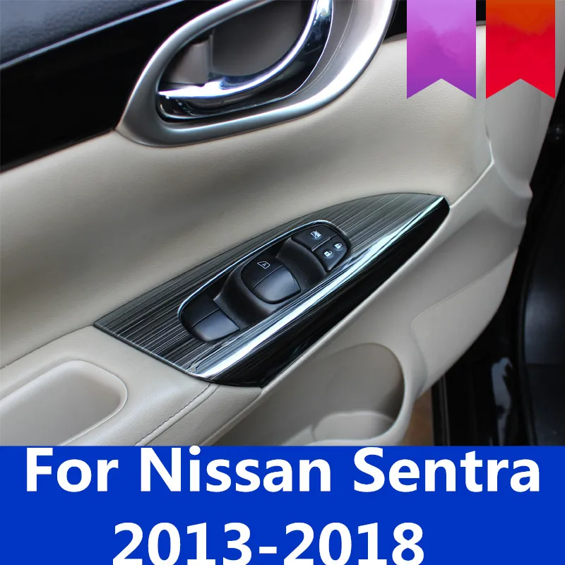 Для Nissan Sentra 2013- стеклянный переключатель с блестками для двери подлокотник подъемная панель декоративная стеклянная подъемная панель декоративная рамка