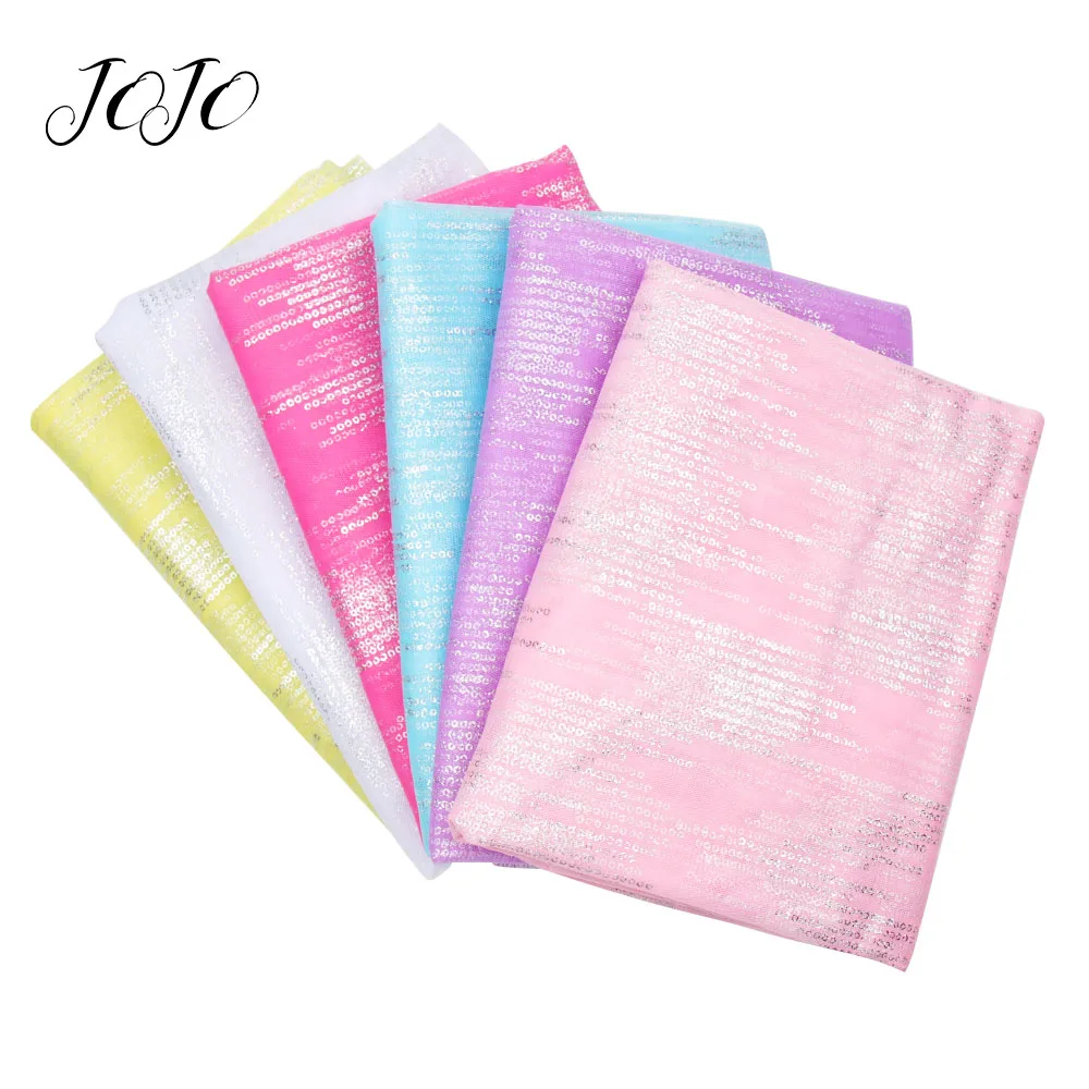 

JOJO BOWS 93*150cm Sequin Printed Mesh Gauze Cloth Fabric For Home Textile Sheet Handmade Craft Supplies Apparel Sew Party Decor