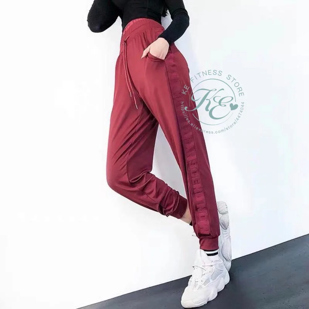 KE Pantalones de deporte mujer фитнес хипстер улица Рохо Негро ajustado tobillo con cordon cintura elastica брюки женские спортивные