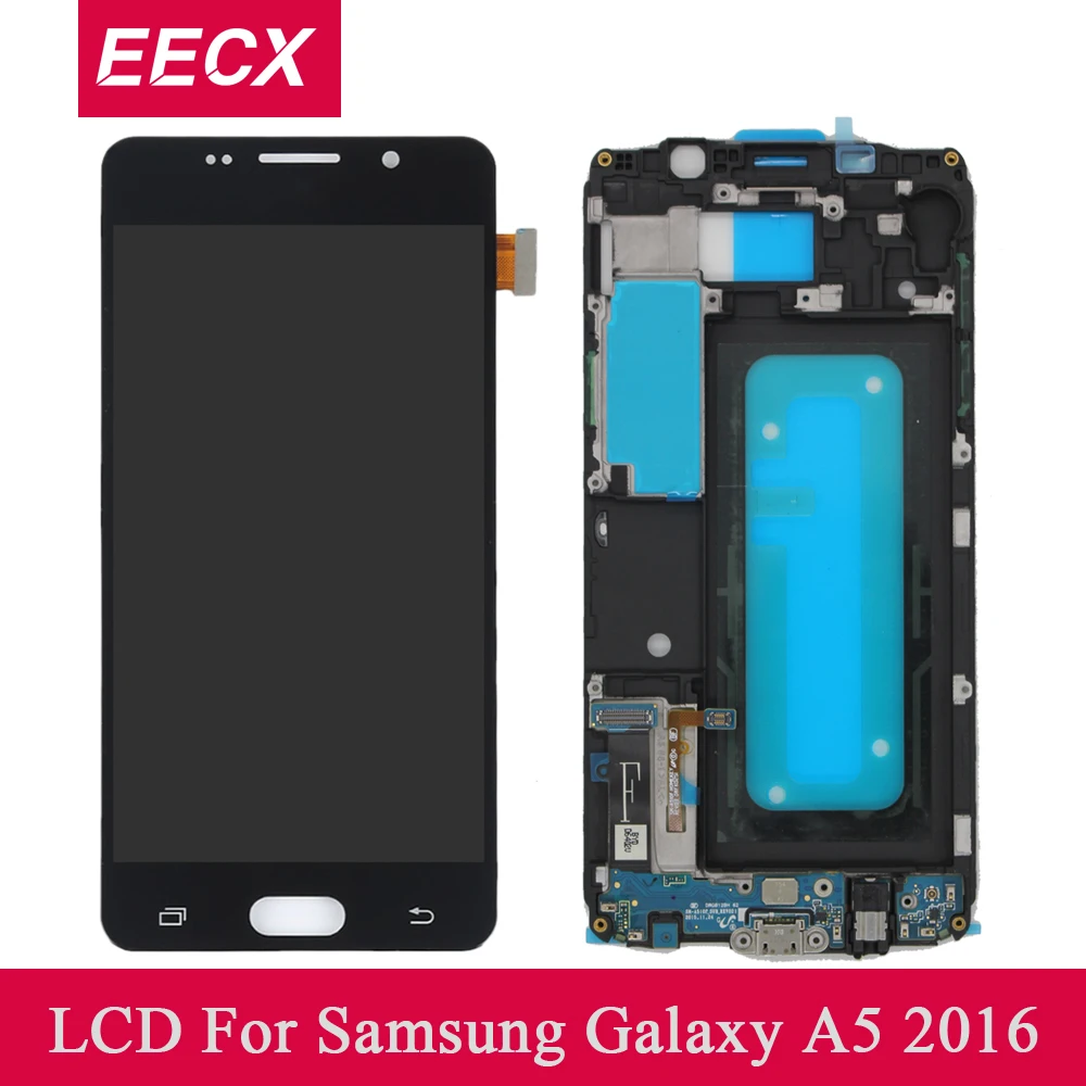 

AMOLED A510 LCD For Samsung Galaxy A5 2016 LCD A510 A510F LCD A510M Display Touch Screen Digitizer w/ Frame 5.0 inch