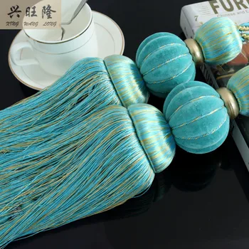 

XWL 1Pair Pumpkin Balls Beads Curtain Hanging Belt Ball Window Curtain Accessories Strap Fringe Tassel Tieback Buckle Bind Decor
