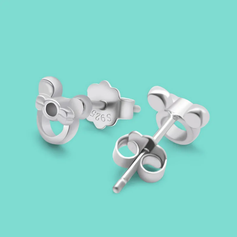 

Cute girl's S925 Sterling Silver Stud Earrings Cartoon Mickey Earrings Design Solid Silver Earrings Not Allergic Solid Silver